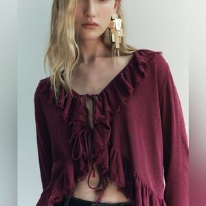 Zara Knit Ruffle Top